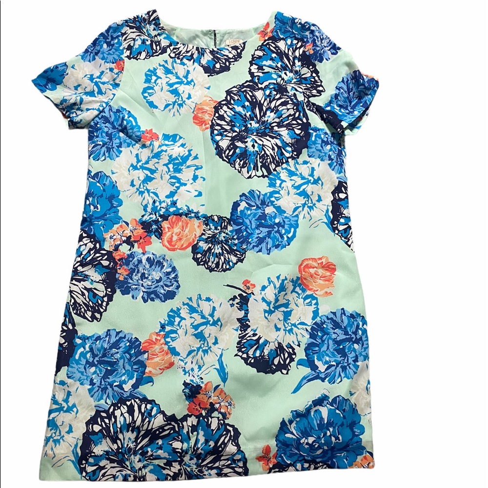 Size 12 J. Crew Floral Short Sleeve Shift Dress - Picture 2 of 10